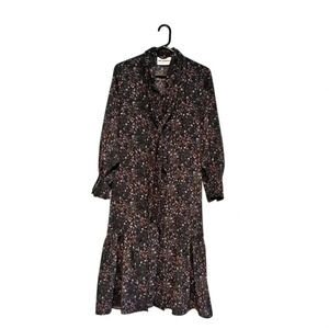 Karl  Lagerfeld Floral Print Long Sleeve Midi Dress